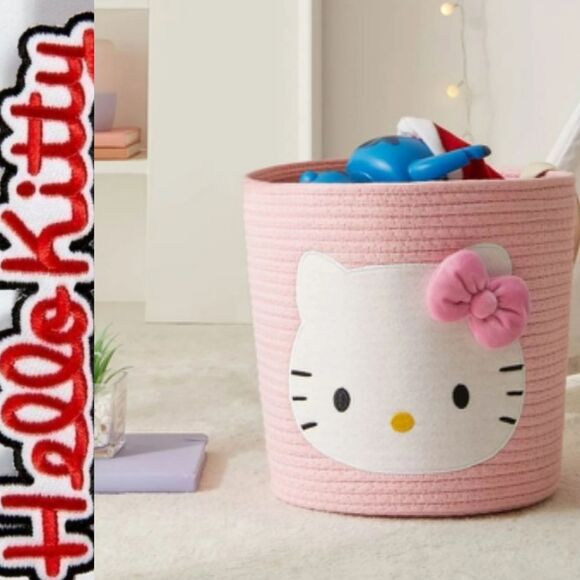 Hello Kitty Bow Rope Decorative Storage Bin- Pink - Picture 1 of 16